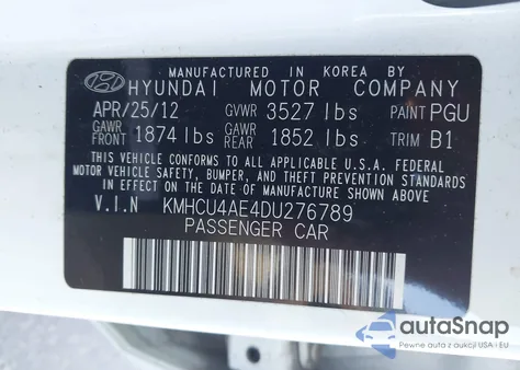 2013 Hyundai Accent Gls z USA, uszkodzony, nr VIN KMHCU4AE4DU276789